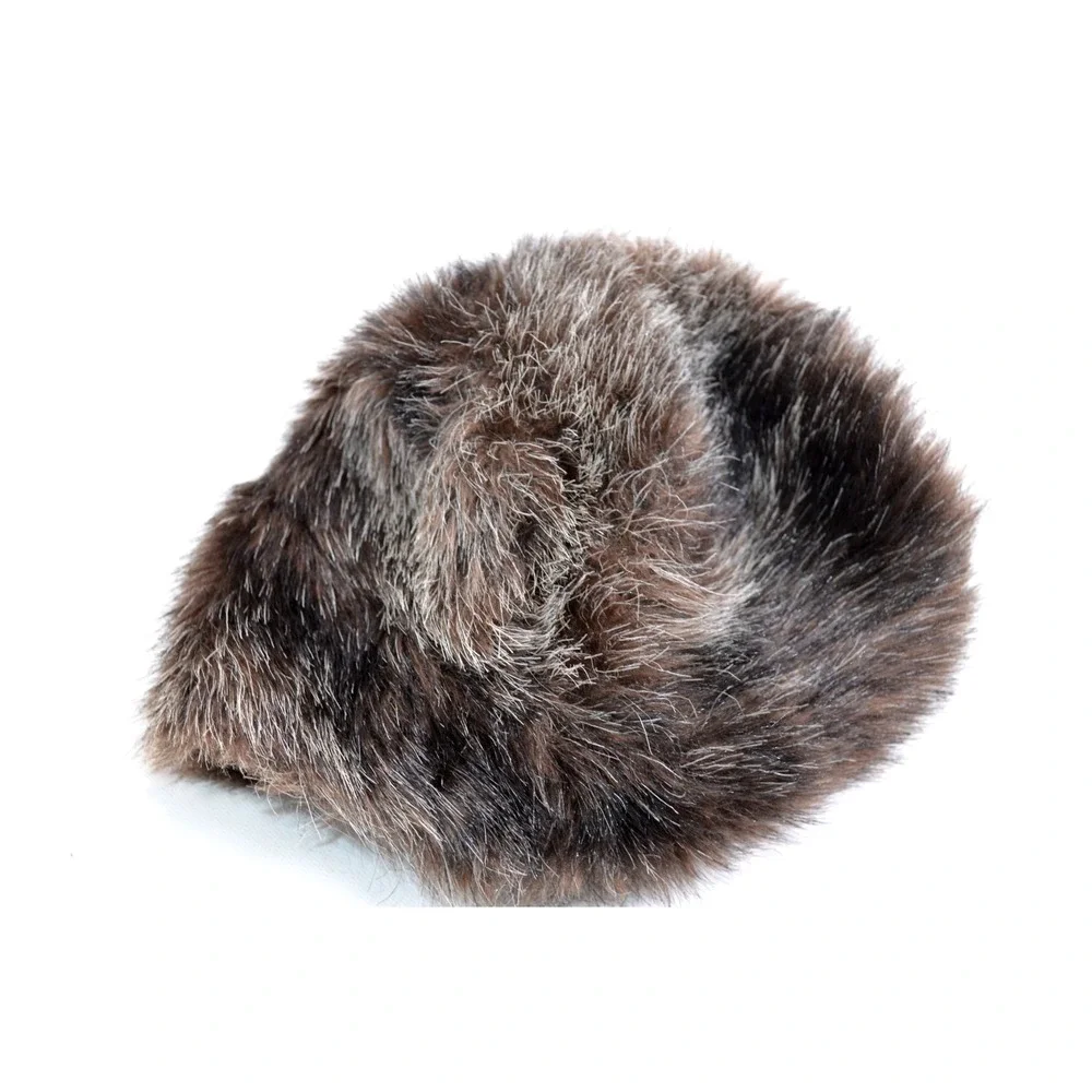 Vintage Faux‎ Fur Hat & Sherpa Lined Gloves Brown Variegated